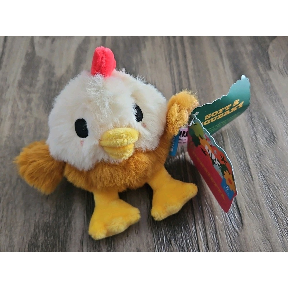 Bark Box Small Henrietta Plush Dog Toy Crinkle Squeaker Whip-N-Flip Chicken New